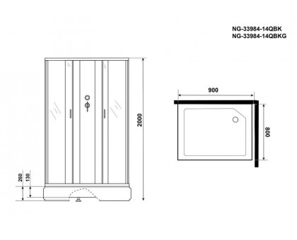 Душевая кабина Niagara NG-33984-14QBK 90х80 см, с матовыми стеклами