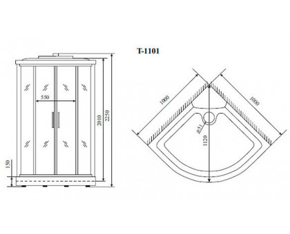 Душевая кабина Timo Standart T-6601 Black 100х100 см