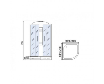 Душевая кабина Мономах 90/24 С МЗ 90х90х210, полукруг