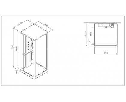 W15C-804-090MTE Awe, гидромассажная кабина с паром, 90х90 см