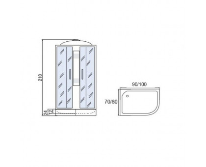 Душевая кабина Мономах 100/70/24 МЗ L 100х70х210, асимметричная