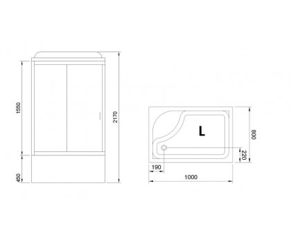 Душевая кабина Royal Bath RB 8100BP6-WT 100х80 см, с прозрачными стеклами , левосторонняя