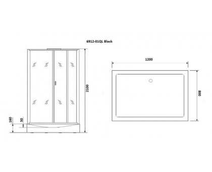 Душевая кабина Niagara Premium NG-6912-01QL BLACK 120х80 см