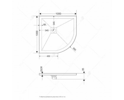 Душевой поддон RGW ST/R-W 100x100 см, полукруглый, белый