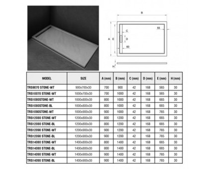 Душевой поддон WeltWasser WW TRS 14090 STONE-WT 140х90 см белый с сифоном