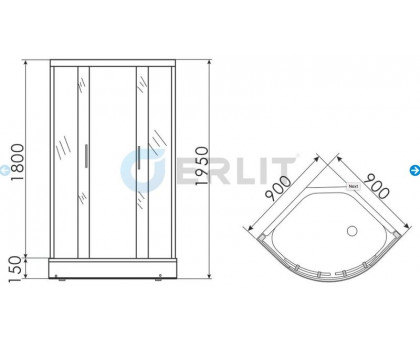 Душевой уголок Erlit ER0509-C3 с низким поддоном