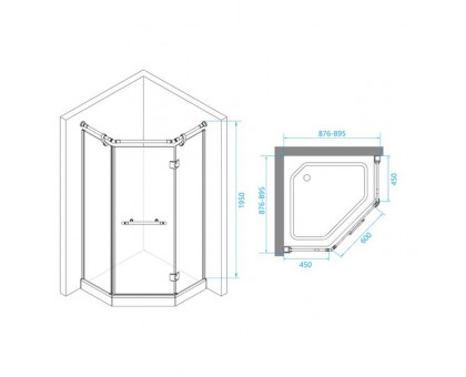 Душевой уголок RGW VI-81 90x90, прозрачное стекло