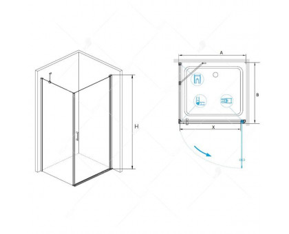Душевой уголок RGW LE-34 (LE-03 + Z-14) 80x90, прозрачное стекло