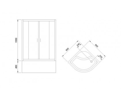 Душевой уголок Royal Bath RB 90BK-T 90х90 см, с прозрачными стеклами