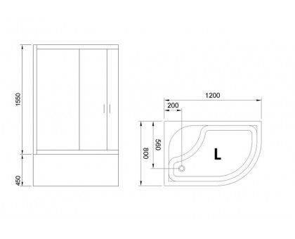 Душевой уголок Royal Bath RB 8120BK-C 120х80 см, с матовыми стеклами, левосторонний