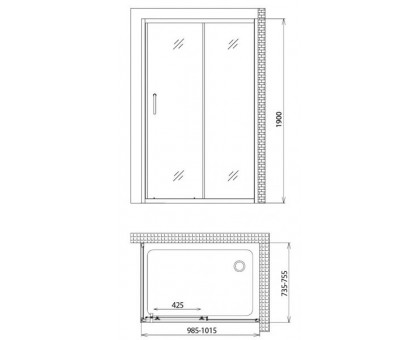 Душевой уголок Gemy Victoria S30191H-A75 100х75 см